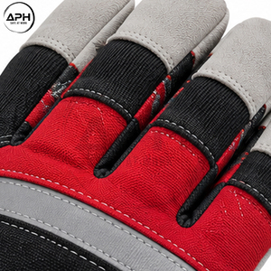 Gants de travail industriels personnalisés, à doigts entiers, avec zone du pouce renforcée, manchette large réglable, gants de travail modernes en cuir - Product Image 4