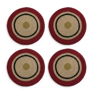 Posavasos de hierba marina tejidos a mano, redondos, con patrón de círculos concéntricos, coloridos, para servir té y café, y como tapetes y almohadillas decorativas. - Product Image 4
