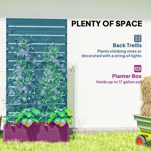 Fioriera da Giardino Nera per Esterni con Spalliera per Piante Rampicanti, Vaso Rialzato e Cancelli con Recinzione e Spalliera - Product Image 4