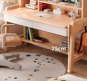 White Ergonomic Wooden Multi-functional <b>Study</b> <b>Desk</b> and Bookshelf Set with Storage Shelves for Children's Home Office - Product Image 5