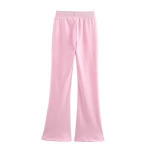 Pantalon évasé taille haute vintage pour femme, nouvelle mode été 2025, couleur unie, décontracté, taille élastique - Product Image 4