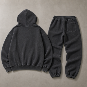 Conjunto Deportivo Unisex de Algodón Lavado, Sudadera con Capucha, Pantalones Largos, Color Sólido, Corte Holgado, Ropa Casual de Otoño - Product Image 2