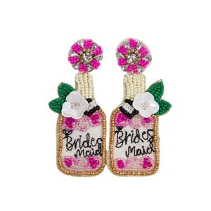 Pendientes bordados con hilo y cuentas de la mejor calidad, elegantes, para mujer, joyería de moda, pendientes de tuerca para chicas de la India. - Product Image 4
