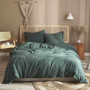 Juego de Edredón de 4 Piezas de Lino Rosa, Suave y Acogedor, Ropa de Cama Suave al Tacto con Fundas de Almohada - Product Image 6