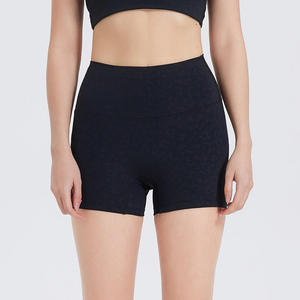 INDEX APPAREL High Waist Solid Color Sporty Knitted Yoga <b>Shorts</b> <b>Women</b> Spandex Nylon Breathable Elastic Waist <b>Compression</b> Pants - Product Image 6