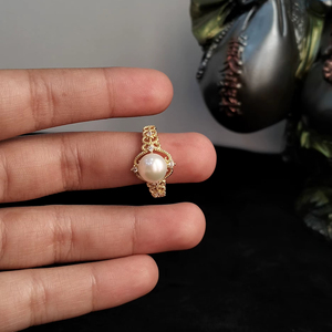 Attractive Freshwater Pearl Floral <b>Adjustable</b> <b>Ring</b> Free Size Open Band Pearl Jewelry <b>Ring</b> Resizable Supplier - Product Image 4