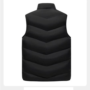 Men's <b>Black</b> Reversible Breathable Stand Collar Puffer <b>Vest</b> Zipper Closure Fleece Lined Windproof Winter Outerwear Casual Style - Product Image 3