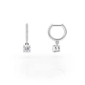 Pendientes Huggie de Oro Sólido de 14k con Diamante Cultivado en Laboratorio Certificado por IGI, Color D-F, Claridad VS1-VVS2, Solitario Colgante para Regalo de Boda o Fiesta - Product Image 2