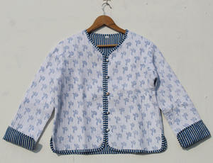 Nueva Chaqueta Acolchada de Algodón Tejido Transpirable con Estampado de Rayas Reversible y Estampado a Mano, Ideal para Fiestas, Regalo para Mujer - Product Image 4