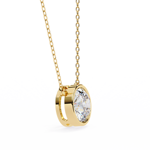 จี้เพชรทรงกลม 2 กะรัต ฝังแบบเบเซล ตัวเรือนทองคำแท้ 14K ดีไซน์มินิมอล ได้รับการรับรองจาก IGI เหมาะสำหรับเป็นของขวัญสำหรับผู้หญิงในงานปาร์ตี้ - Product Image 2