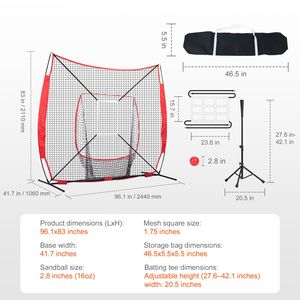 Rete Portatile 7x7 piedi per Allenamento di Baseball e Softball: Attrezzatura per Battuta, Ricezione, Lancio e Protezione Posteriore - Product Image 2