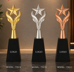 Trofeo Metálico Modelo 750, Chapado en Oro, Plata y Oro Rosa, Base Negra, Impresión UV, Grabado Láser, Premios Portátiles para Eventos Deportivos - Product Image 1