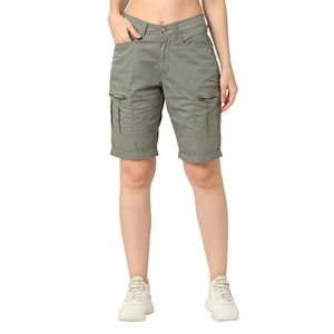 Shorts cargo en jean pour femme, taille mi-haute, coupe droite, couleur unie, poches, décontracté, sexy, vintage, été, délavé, 100% coton, respirant - Product Image 3