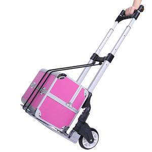 <b>Foldable</b> Aluminium Luggage Cart 80 Kg Capacity | Heavy Duty Hand Puller <b>Trolley</b> with Wheels for Travel & Home Use - Product Image 2