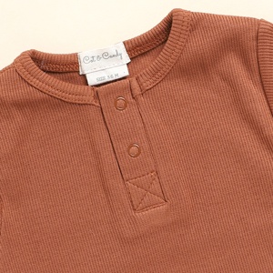 Body de manga corta de elastano de bambú orgánico de calidad superior Jengibre-Camisas y tops para bebés - Product Image 3