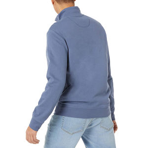 บริการ OEM เสื้อสเวตเชิ้ตผ้าคอตตอนผสม ซิป ¼  คุณภาพสูง สีฟ้าอ่อน คอตั้ง ทรงปกติ เสื้อสเวตเชิ้ตผู้ชาย - Product Image 3