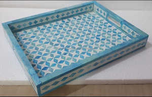 La mejor bandeja con incrustaciones de resina con incrustaciones de hueso de estilo geométrico para suministros y eventos de hoteles, bandejas con incrustaciones de resina elegantes de aspecto clásico - Product Image 4