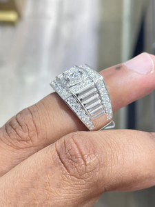 Bague de luxe pour homme sertie de diamants taille carrée, finition or blanc, style hip-hop, bague de mariage, bijou tendance - Product Image 6