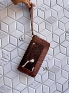 Cartera de Piel de Vacuno con Patrón Occidental para Mujer, Monedero de Piel con Pelo, Estuche para Tarjetas y Teléfono, Colección Elegante de Carteras de Mano para Mujer - Product Image 2