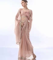 Sari élégant réversible en rayonne chiffon, infroissable et à séchage rapide, style Bollywood, pour fêtes et mariages d'automne K V INTERNATIONAL