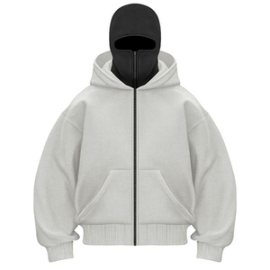 Nuevas llegadas: Sudaderas con capucha unisex personalizadas con cremallera completa, estilo urbano, extragrandes, lisas, con capucha tipo pasamontañas con cremallera completa para hombre - Product Image 2