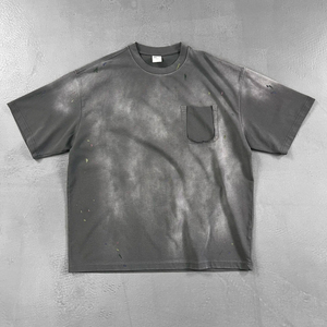 Camiseta Oversize de Algodón 100% Pesado para Hombre, Estilo Vintage Desgastado, Transpirable, Estilo Urbano, con Efecto Pintura Destruida Retro - Product Image 2
