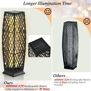 Set 2 pezzi lampade da terra in vimini diamantate ad energia solare con luci solari da giardino a LED - Product Image 5