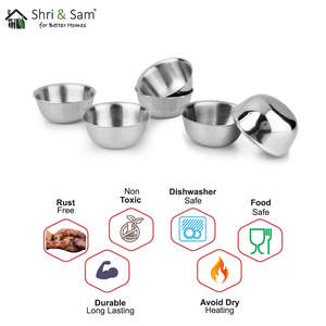 6 PCS Small <b>Stainless</b> <b>Steel</b> <b>Bowls</b> with Signature Matt Finish Premium Quality Product - Product Image 2
