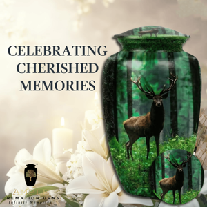 โกศบรรจุอัฐิสำหรับผู้ใหญ่ ดีไซน์ป่ากวาง สไตล์อเมริกัน เป็นมิตรกับสิ่งแวดล้อม ทำจากอะลูมิเนียม สำหรับเก็บเถ้ากระดูก ลายสัตว์ป่า โกศที่ระลึก - Product Image 6