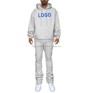 Men's Oversize Acid Wash Tracksuit Custom Logo Heavyweight Two-Piece <b>Flared</b> Pants for Puff Print Hooded Sweat Suits Maternity - Product Image 4