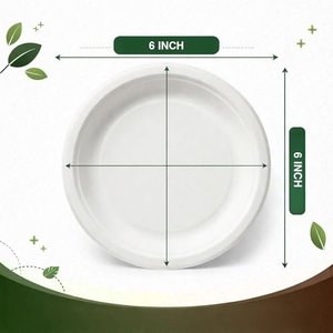 Assiettes jetables en bagasse Eco Aaroyaa de 6 pouces avec couvercles - Assiettes alimentaires biodégradables et écologiques - Product Image 5