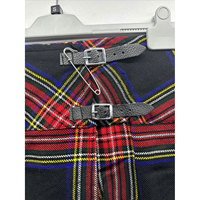 Jupe Kilt écossaise noire Stewart pour femme, grande taille, à enrouler, avec boucle et épingle 2026