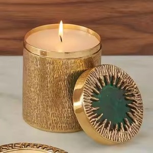 Vintage Metal Candle Jar Elegant Candle Holder Container Home Decorative Accent Piece - Product Image 3