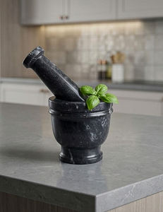 Mortero y Pilón de Piedra Negra Natural, Molinillo Manual para Especias, Hierbas, Ajo y Jengibre, Herramienta de Cocina para Moler, Triturador de Piedra Resistente - Product Image 5