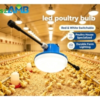 Lampe LED pour volailles à intensité variable IP67, ampoule en plastique pour poulailler 2700K-6500K, blanc/rouge commutable, garantie 5 ans, AC/DC, IRC élevé >80
