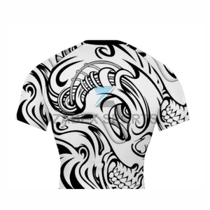 ZABEX SPORTS Men's MMA Training <b>Shirt</b> Sublimation Print Moisture Wicking Athletic Fit <b>Compression</b> Rash Guard White <b>Black</b> Tribal - Product Image 4