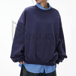 มีสินค้าพร้อมส่ง เสื้อสตรีทแวร์ฤดูใบไม้ร่วง ขายส่ง เสื้อสเวตเชิ้ตคอกลมแบบหนา 2 ชิ้น สั่งทำได้ ไม่มีลาย  ชายเสื้อแยกชาย  ไซส์ใหญ่พิเศษ - Product Image 3