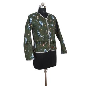 Veste courte matelassée en coton imprimée tendance indienne pour femmes, réversible, écologique, taille unique - Product Image 5