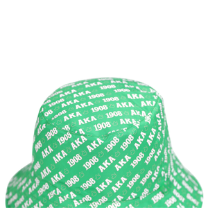 Sombrero de Pescador Verde con Estampado AKA 1908, Logotipo en Toda la Superficie, Casual, de Verano, para Mujer, Elegante, para Actividades al Aire Libre - Product Image 4