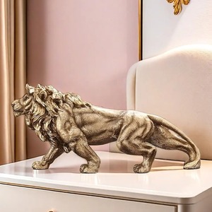 Statue de lion dorée moderne, décoration de table pour salon, bureau, sculpture décorative en laiton doré pour bureau - Product Image 6