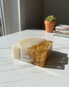 Handmade <b>Epoxy</b> <b>Resin</b> Coasters With Gold Leaf Inlay Irregular Shape Home Decoration Crafted For Coffee <b>Table</b> Use - Product Image 2