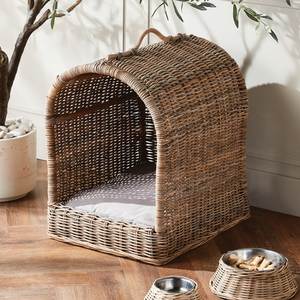 Lit pour animaux de compagnie en rotin naturel fait main, panier de couchage confortable tissé pour chats et petits chiens - Product Image 4
