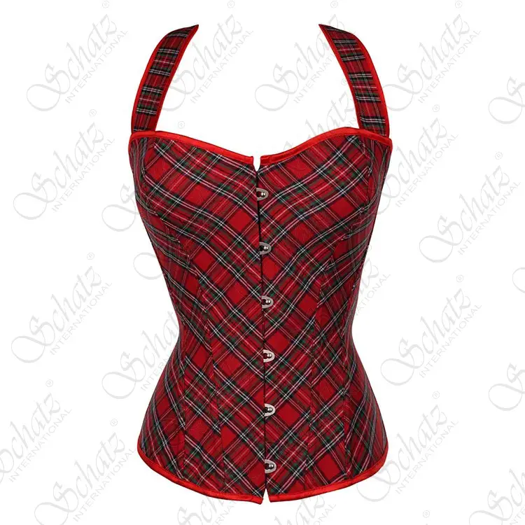 Sexy Lingerie Red Corset Top Shoulder Strap Overbust Plus Size Corset Women's Halter Bustier Overbust Corset Top With G String