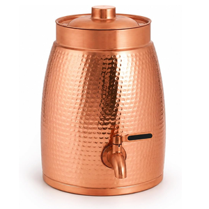 Pure Copper Heavy Gauge <b>Water</b> Dispenser Storage <b>Water</b> <b>Tank</b> with Tap Large Copper <b>Water</b> Pot Hand Hammered Beverage Container - Product Image 1