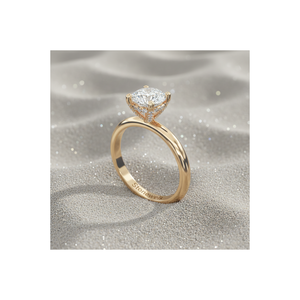 Bague de fiançailles solitaire ronde Stonewels en or massif 14 carats |   Diamant cultivé en laboratoire |   Sertissage à griffes |   pour un luxe certifié - Product Image 1