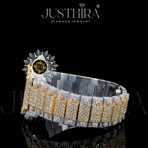 Premium Iced Two Tone Gold Roman Numerals Square Automatic Men Mechanical Luxury Hip Hop Moissanite Modern Limited Edition <b>Watch</b> - Product Image 2