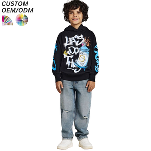 Custom Printed Logo 100% Cotton Baby Hoodies Pullover Knitted Breathable Hooded Sweatshirts for Kids Boys Girls - Product Image 1