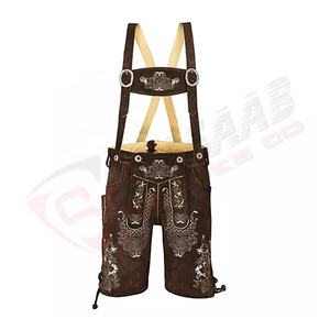 Respirant bavarois Ladies Lederhosen-Shorts en cuir de chèvre en daim-costumes pantalons courts - Product Image 3