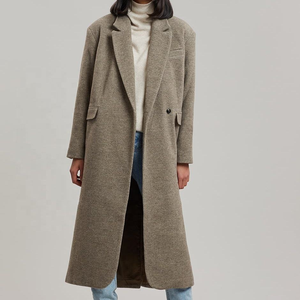 Abrigos de lana largos sin cuello para mujer, chaqueta de invierno para mujer - Product Image 1