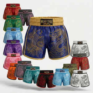 Shorts de Muay Thai pour hommes, style tendance 2026, dernier modèle, design brodé personnalisé, satin, pour entraînement de boxe et arts martiaux - Product Image 1